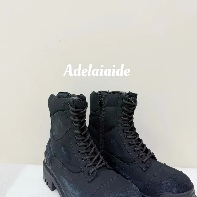 Balenciaga Combat Boot Distressed Canvas