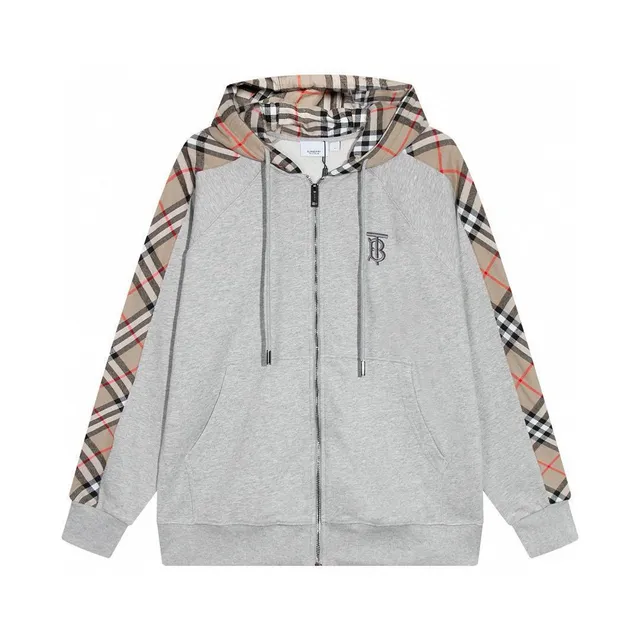 Burberry Zip-Up Hoodie Checkered Sleeve