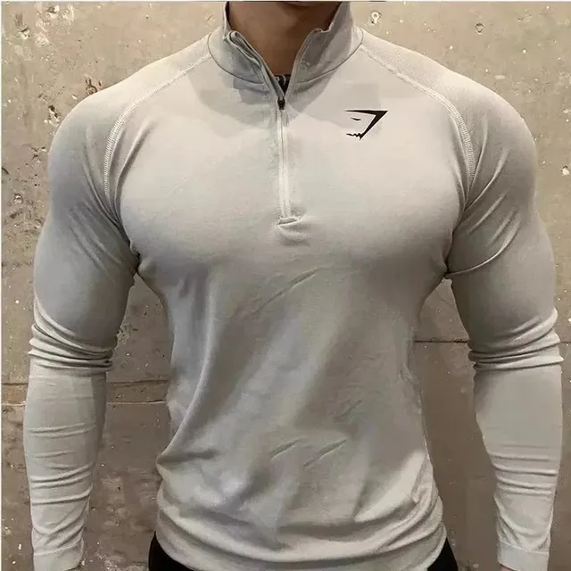 Gymshark Half-Zip Performance Top Light Grey