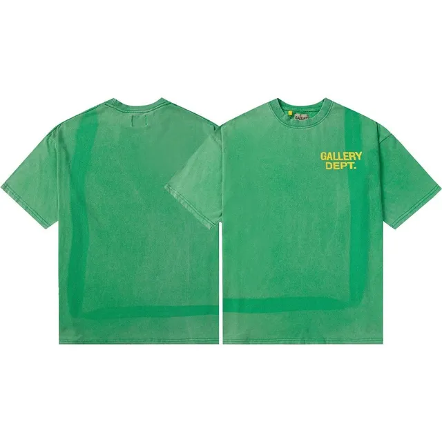Gallery Dept. T-Shirt Washed Green with Yellow Logo