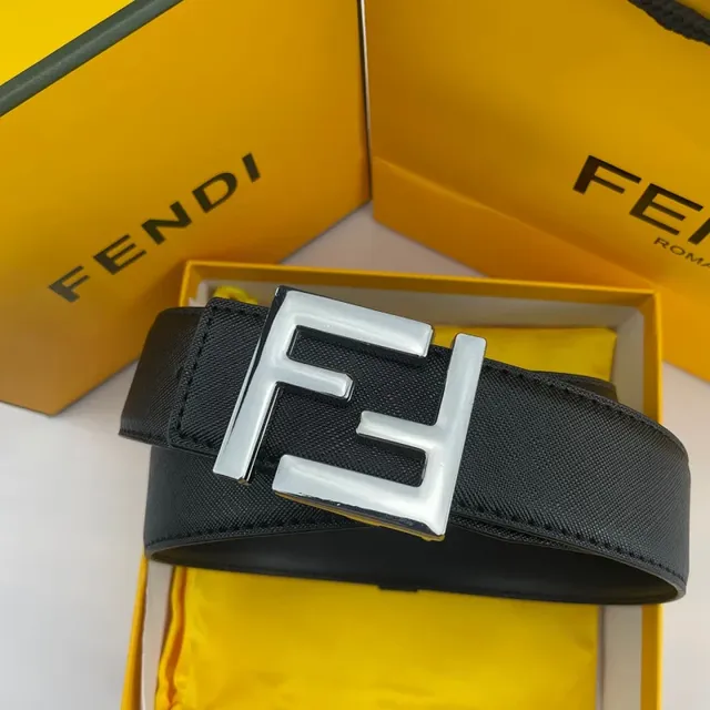 Fendi FF Logo Belt Silver Buckle