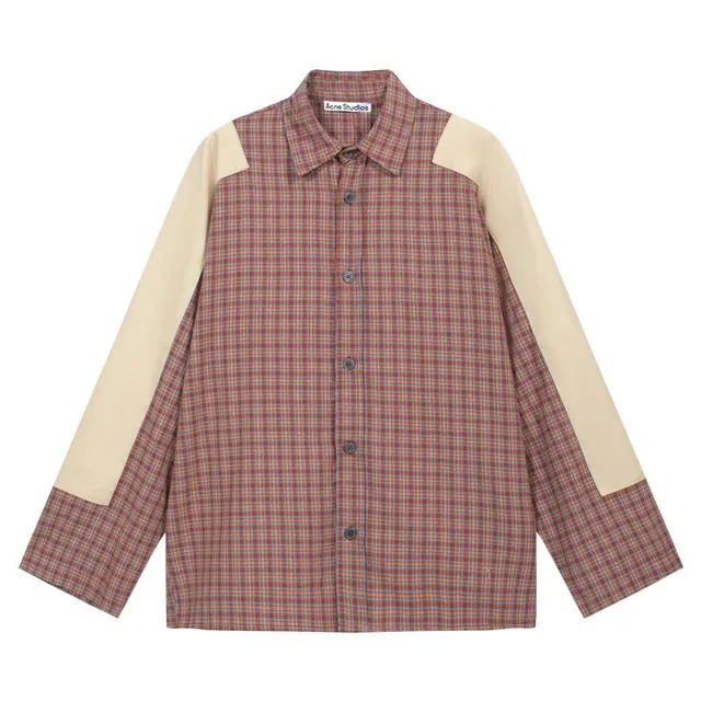 Acne Studios Button-Up Shirt Plaid with Contrast Sleeves