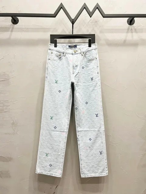 Louis Vuitton Monogram Denim Jeans Embroidered LV