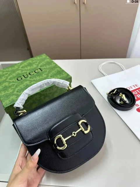 Gucci Horsebit 1955 Mini Black Saffiano Leather