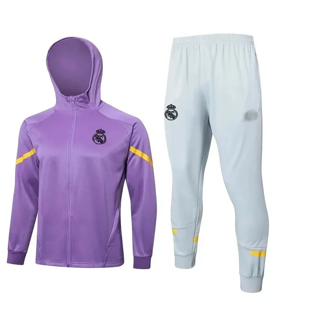 Real Madrid × Adidas Training Tracksuit Purple and White with Yellow Accents
