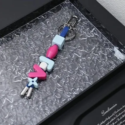 Beaded Keychain Multi-Color Bead Charm