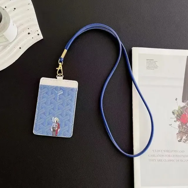 Goyard Lanyard Cardholder Blue Goyardine with KAWS Figure