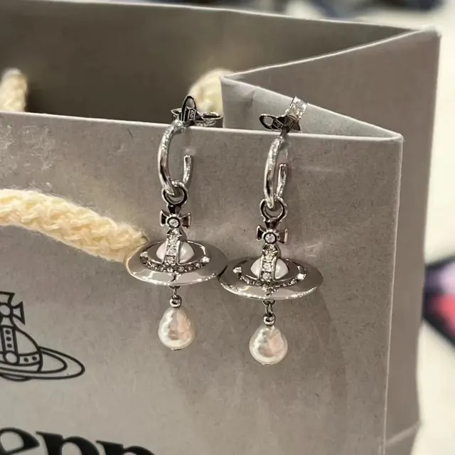 Vivienne Westwood Orb Hoop Earrings Crystal and Pearl