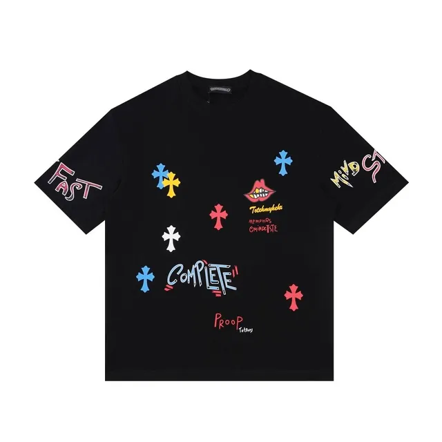 Chrome Hearts Graphic Tee Multi-Print Crosses and Lips