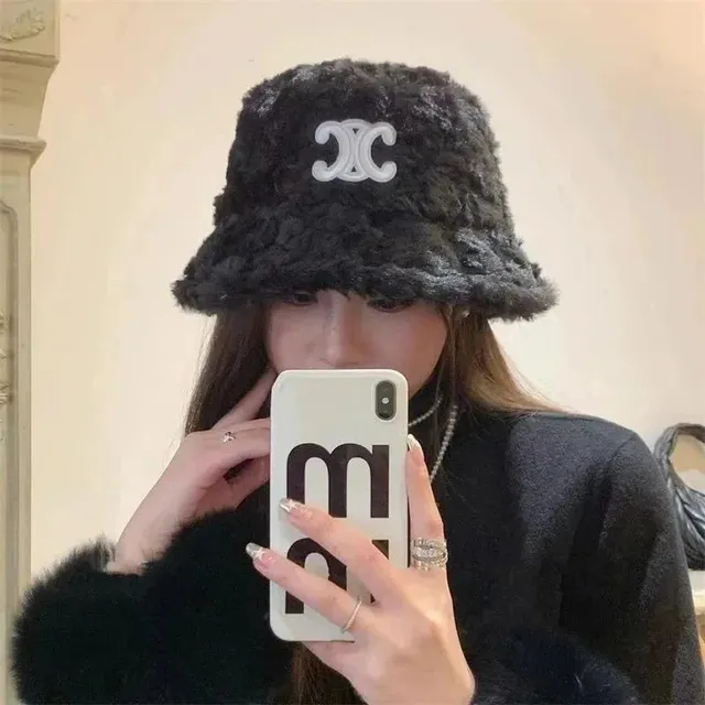 Chanel Bucket Hat Faux Fur with CC Logo
