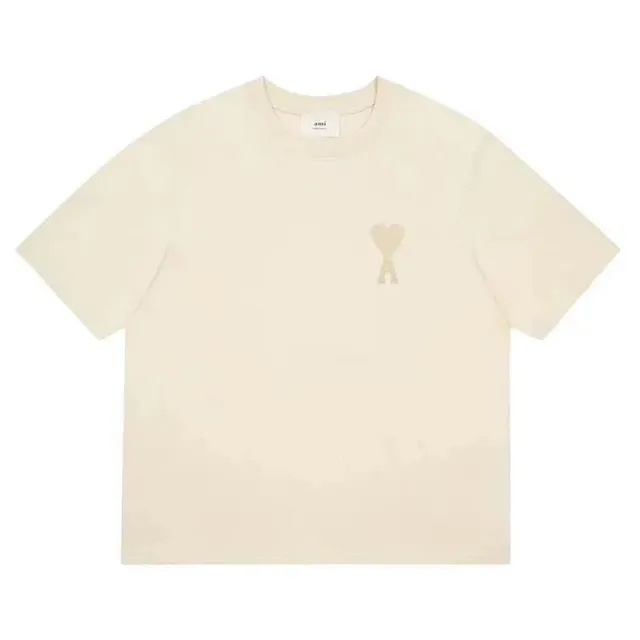 AMI Paris Heart Logo Tee Beige