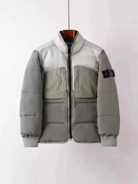 Stone Island Padded Jacket Two-Tone Mesh Panel
