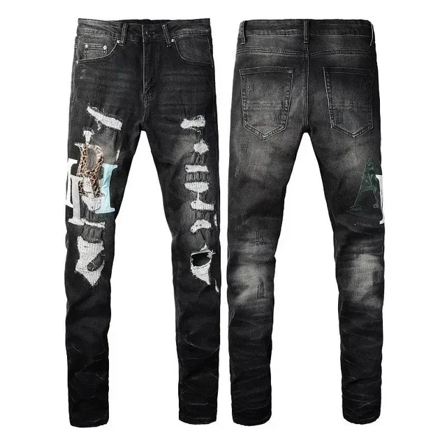 Balenciaga Distressed Logo Jeans Ripped with Embroidered Logo
