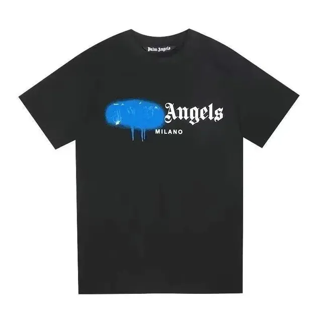 Palm Angels Graphic Tee Blue Spray Paint Logo