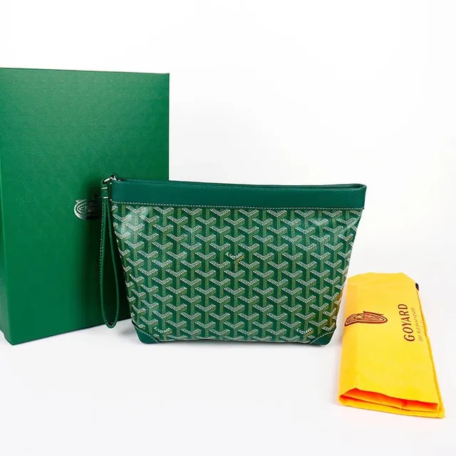 Goyard Saint Louis Pouch Green Goyardine Canvas