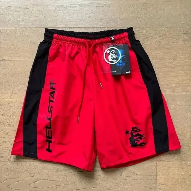 Hellstar Track Shorts Flame Logo Red/Black