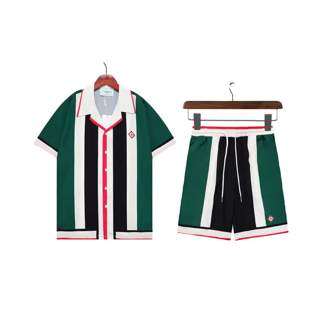Casablanca Striped Polo and Shorts Set Vertical Stripe