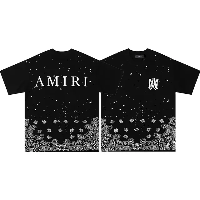 Amiri Bandana Tee Star Print with Paisley Hem