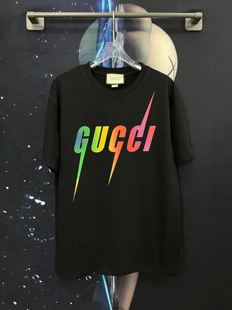 Gucci Logo T-Shirt Rainbow Lightning