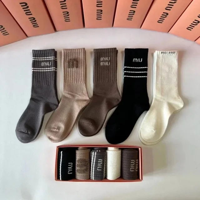 Miu Miu Logo Socks Ribbed Crew