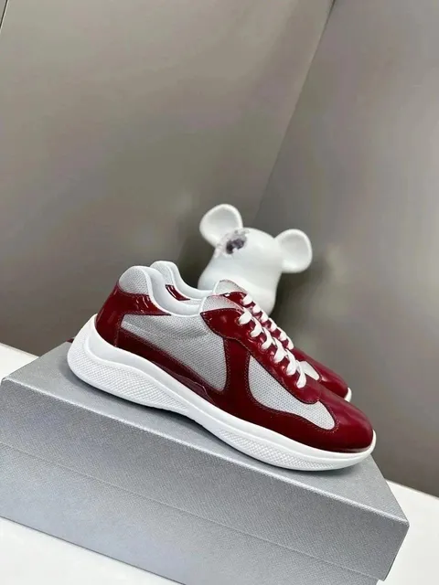 Prada Trainer Glossy Red and Mesh