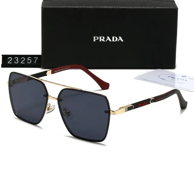 Prada Square Aviator Sunglasses Metal Frame with Logo Temples