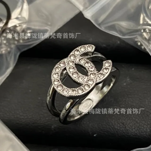 Chanel CC Logo Ring Crystal-Embellished