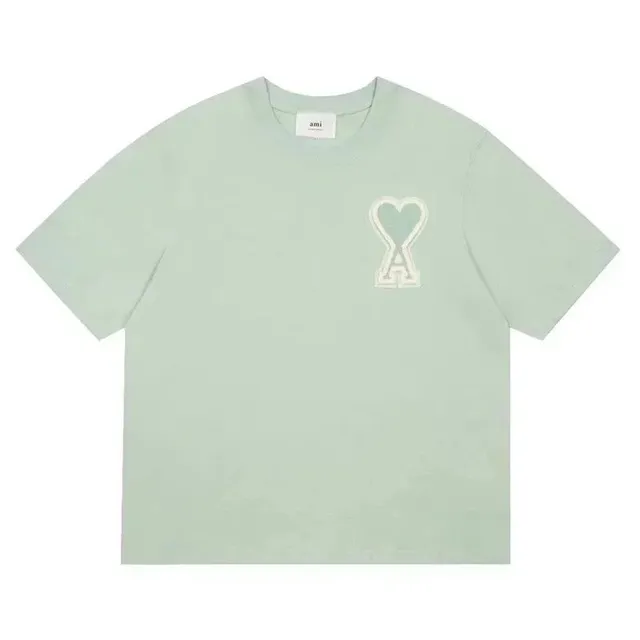 AMI Paris Heart Logo Tee Mint Green