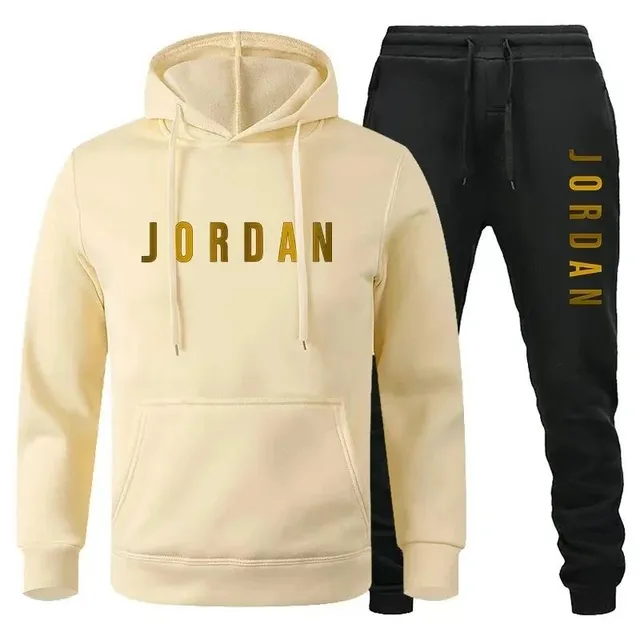 Jordan Hoodie and Joggers Set Gold Logo