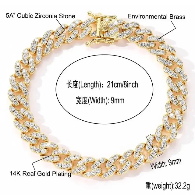 Chrome Hearts Cuban Link Chain Bracelet Fully Iced