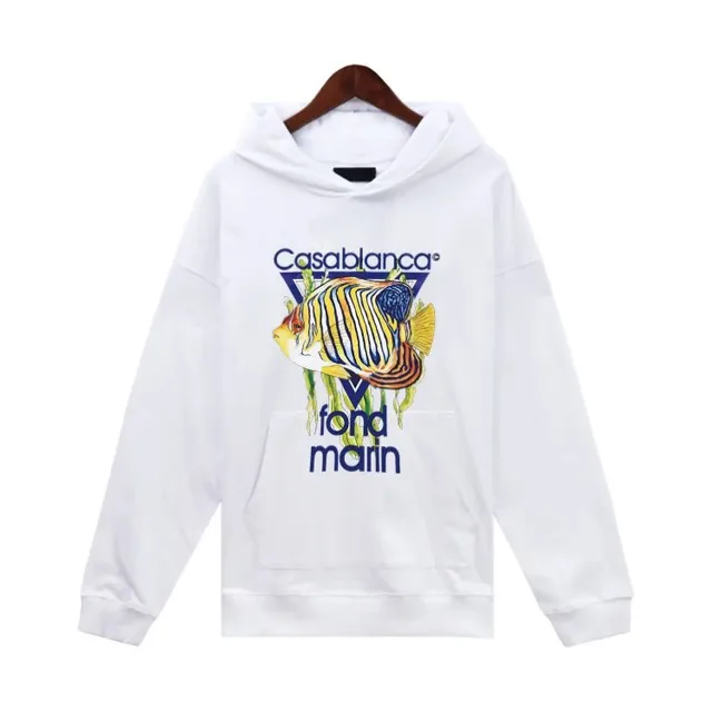 Casablanca Hoodie Fond Marin Fish Print