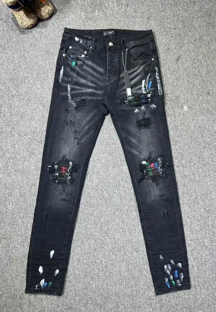 Amiri Distressed Paint-Splatter Jeans Painted Ripped