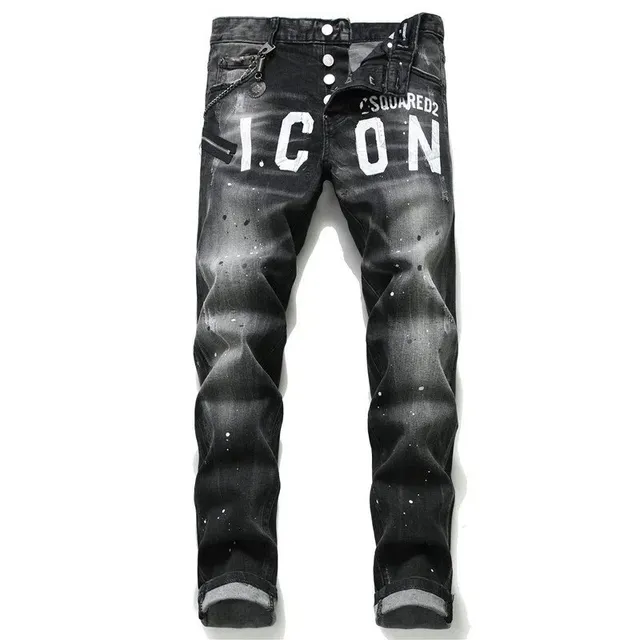 Dsquared2 I.CON Jeans Distressed Logo Print