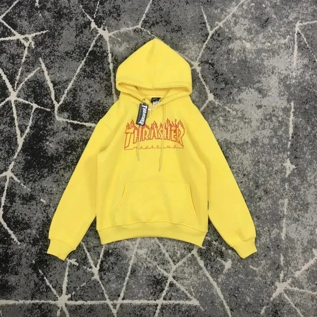 Thrasher Hoodie Flame Logo Yellow