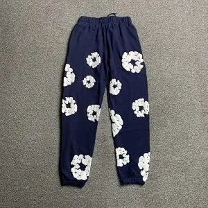 Floral Joggers Navy with White Floral Print