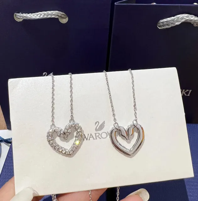 Swarovski Heart Necklace Crystal Pave / Polished