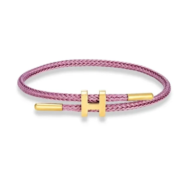 Hermès H Bracelet Pink Braided Cord
