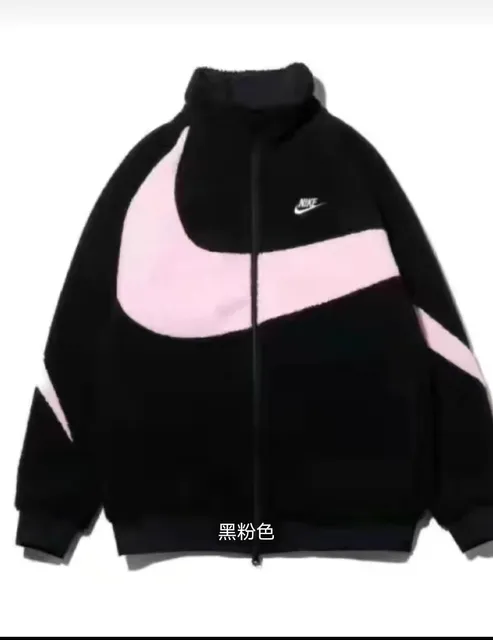 羊羔毛夹克-黑粉色