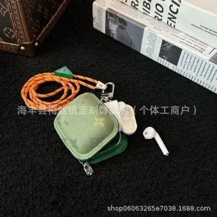 Louis Vuitton On The Go AirPods Case Monogram Canvas with Orange Strap