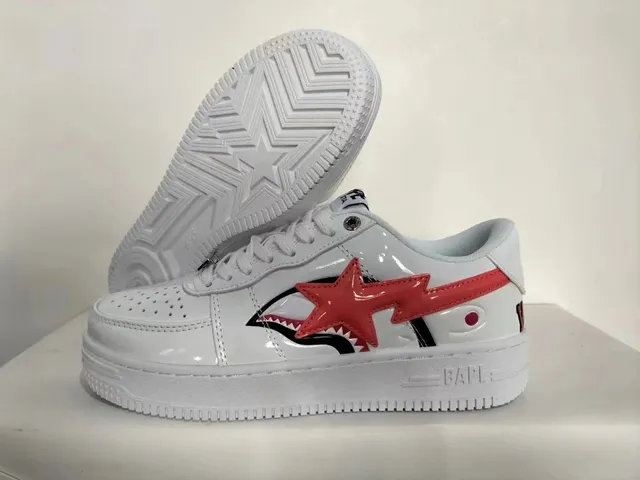 BAPE Shark Low Glossy White Red Shark