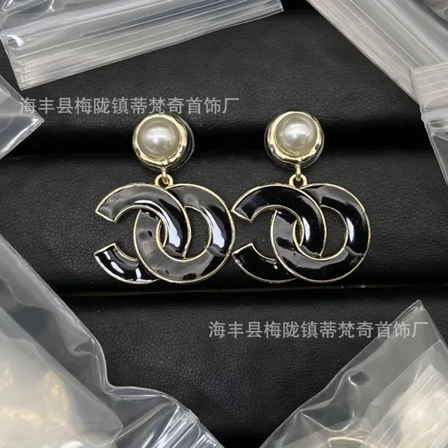 Chanel CC Logo Earrings Pearl Drop