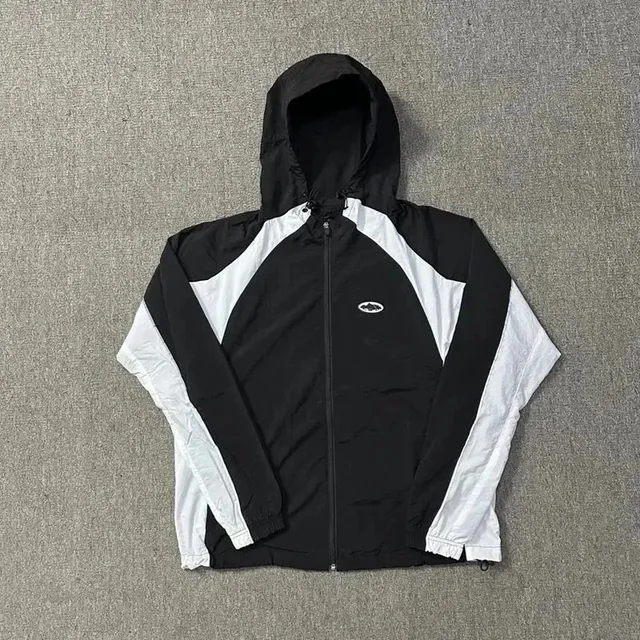 Corteiz Goggle Jacket Black White Panel