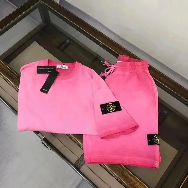 Stone Island Cotton Terry Set Vibrant Pink