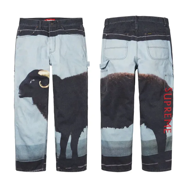 Supreme Sheep Print Carpenter Jeans