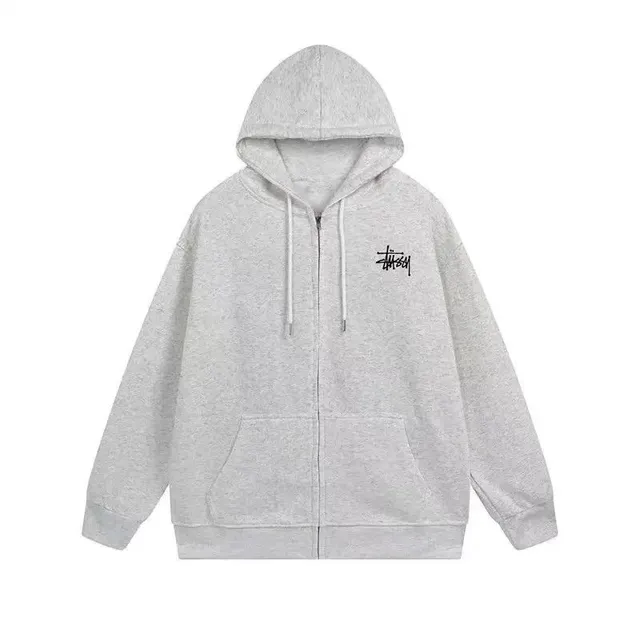Stüssy Zip-Up Hoodie Heather Grey