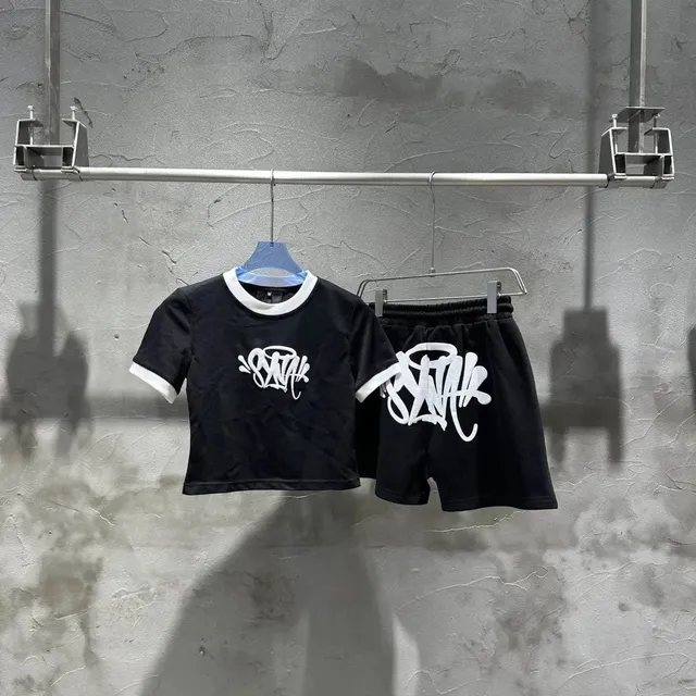 Syna World Crop Top & Shorts Set Graffiti Logo