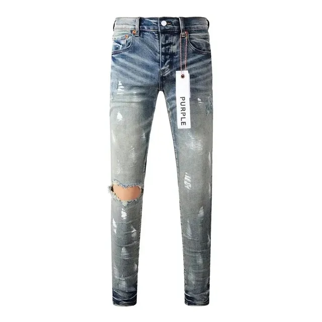 Purple Brand Distressed Slim Fit Jeans Washed Destroyed