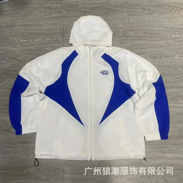 Syna World Windbreaker Jacket White with Royal Blue Panels