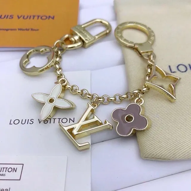 Louis Vuitton LV Flower Charm Keychain Multi-Charm with Enamel Flowers
