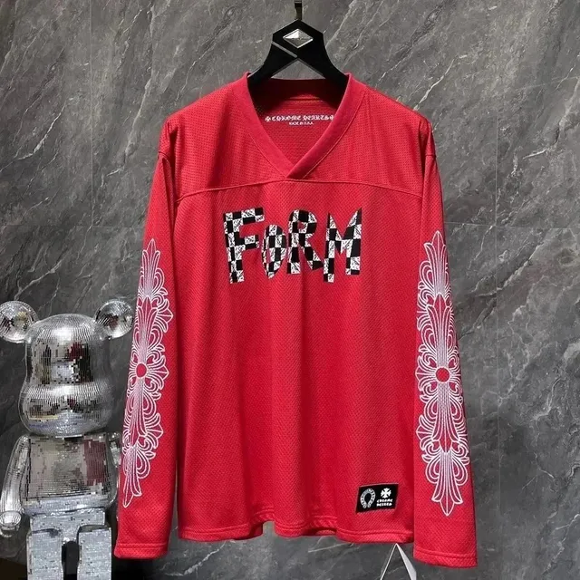 Chrome Hearts V-Neck Mesh Jersey FoRM Checkered Logo